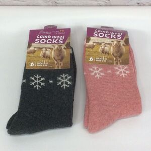 Heat Trendz Women's Socks Wool Blend Size 9-11 Dark Pink & Gray 2 Pair Hiking